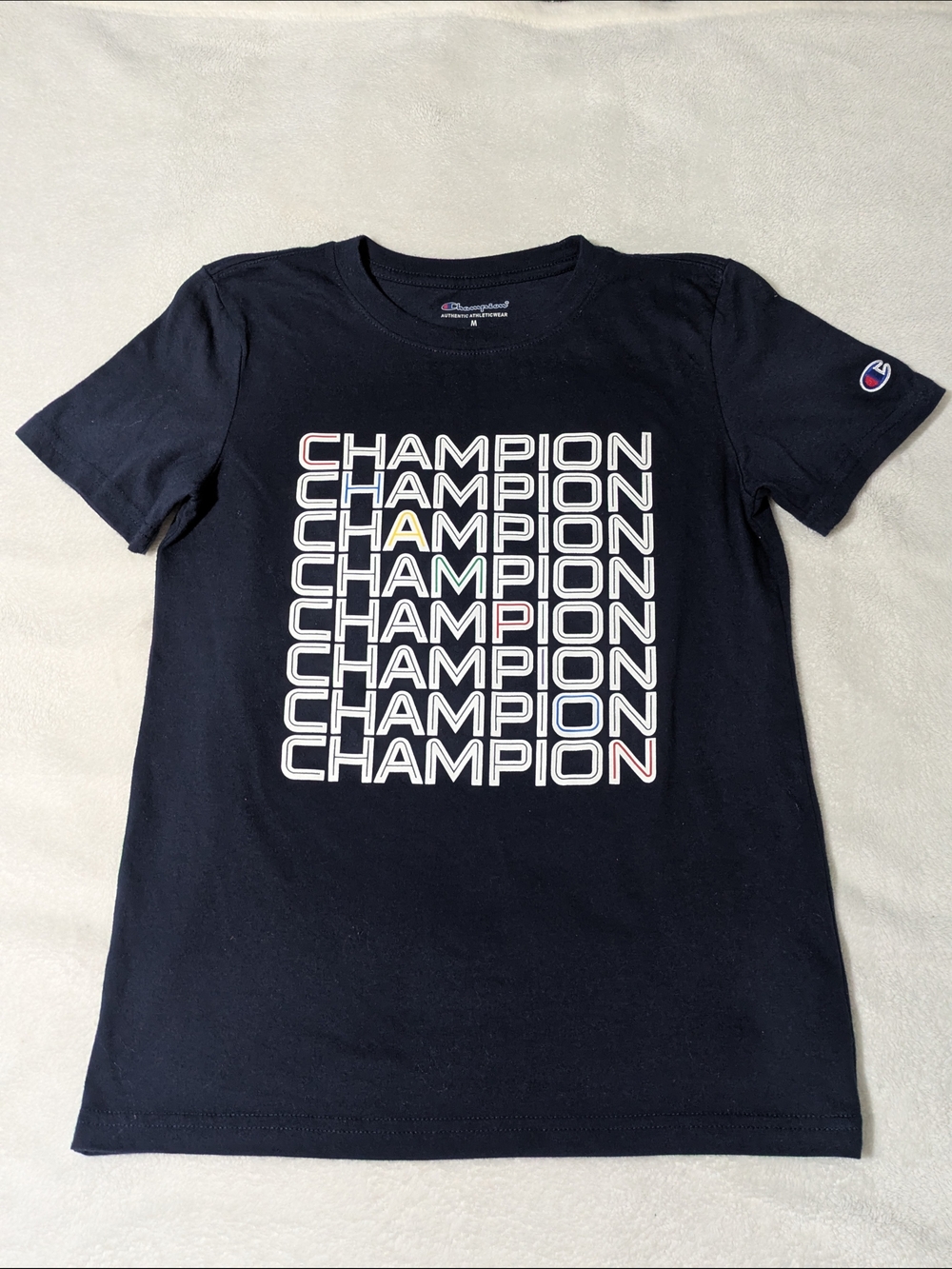 Champion Boys Graphic Logo T-Shirt Navy Blue Size Medium M (8)